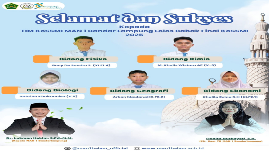 Lima Peserta Didik MAN 1 Bandar Lampung Lolos Babak Final KoSSMI 2025