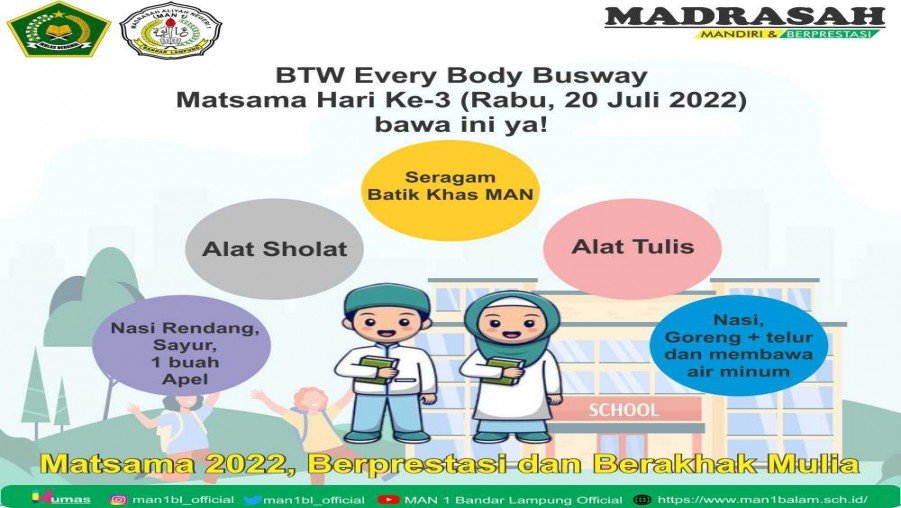 Perlengkapan Matsama Hari Ke-3 ( Rabu, 20 Juli 2022 )