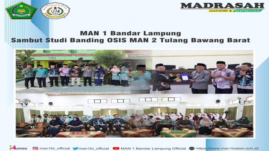 MAN 1 Bandar Lampung Sambut Studi Banding OSIS MAN 2 Tulang Bawang Barat