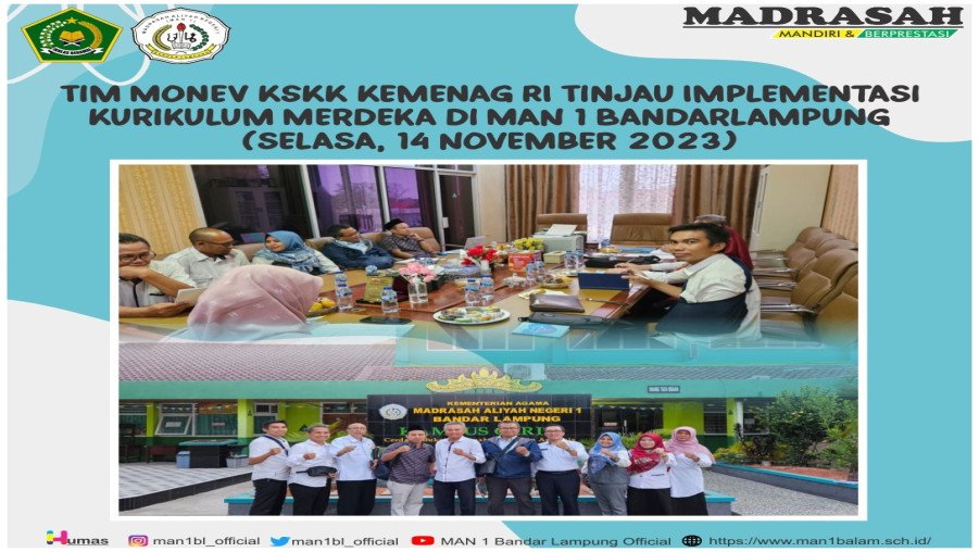 Tim Monev KSKK Kemenag RI Tinjau Implementasi Kurikulum Merdeka di MAN 1 Bandarlampung