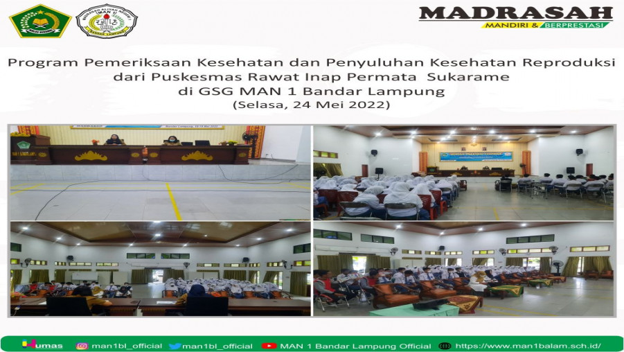 Penjaringan dan Penyuluhan Kesehatan Reproduksi Peserta Didik MAN 1 Bandar Lampung