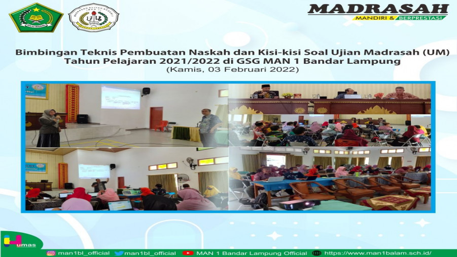 Bimbingan dan Latihan ( Bimlat ) Penyusunan Soal UM Tingkat Provinsi Lampung di MAN 1 Bandar Lampung