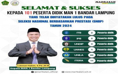 101 Peserta Didik MAN 1 Bandarlampung Diterima PTN Jalur SNBP 2024